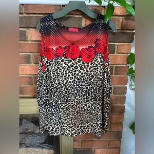 Carina Leopard print & floral sleeveless Top Size XL